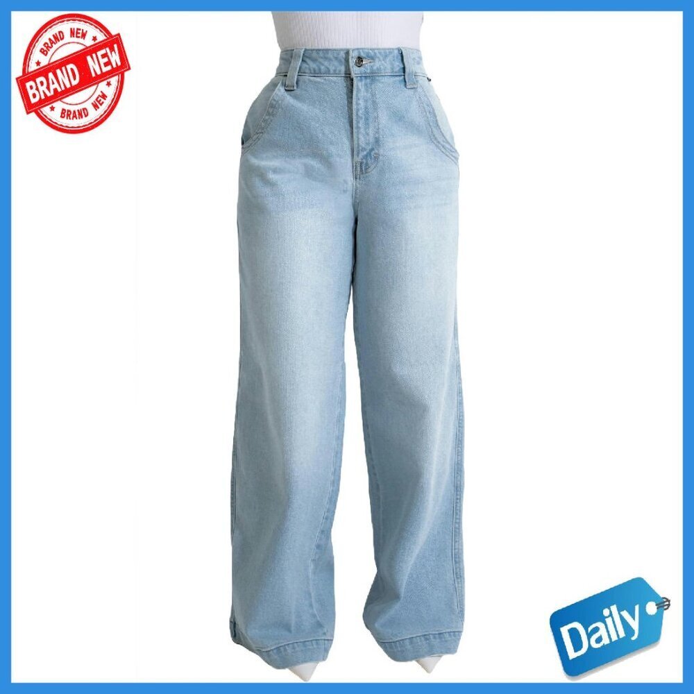 Stretch Wide Leg High Rise Denim Jeans Casual Loose Fit Pants